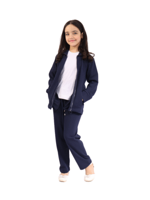 زي رياضي كحلي مدرسي بتصميم كلاسيكي للبنات