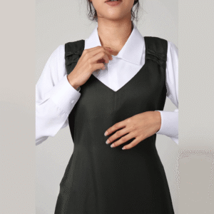 مريول متوسط زيتي مع قماش مزموم على الأكتاف