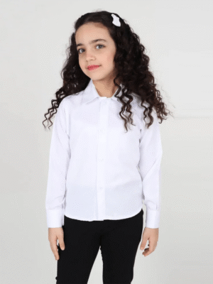 بلوزة بنات صغار باللون الابيض للمدرسة- كود 215