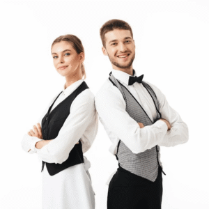 زي نوادل الكافيهات باللونين الأبيض والأسود