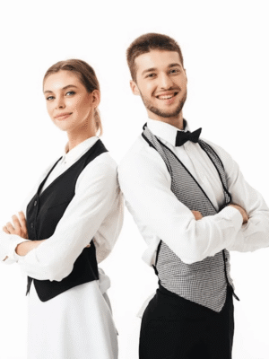 زي نوادل الكافيهات باللونين الأبيض والأسود