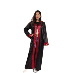 روب تخرج أسود عصري مع أساور حمراء للكبار