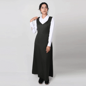 مريول متوسط زيتي مع قماش مزموم على الأكتاف