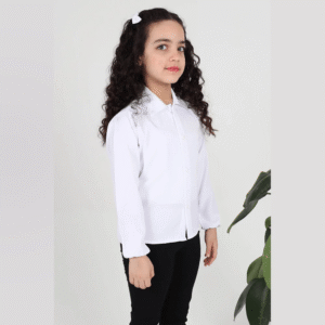 بلوزة بنات صغار باللون الابيض للمدرسة- كود 215