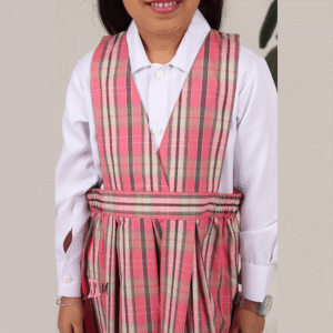 مريول الروضة الكاروهات باللون الوردي- كود 206