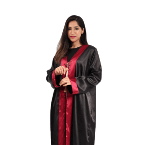 روب تخرج أسود عصري مع أساور حمراء للكبار