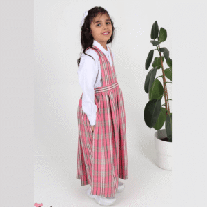 مريول الروضة الكاروهات باللون الوردي- كود 206