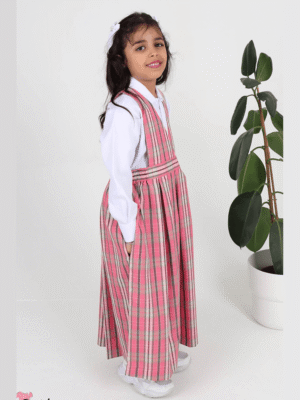 مريول الروضة الكاروهات باللون الوردي- كود 206