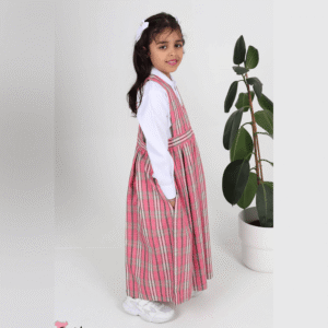 مريول الروضة الكاروهات باللون الوردي- كود 206